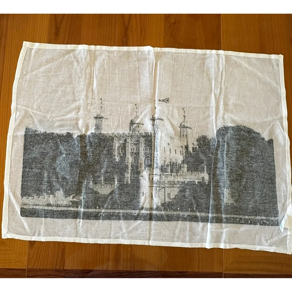 Tower of London Souvenir Tea Towel Black White‎ Cotton London England RN 87951